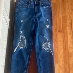 Old Navy Blue Distressed Straight Leg Jeans